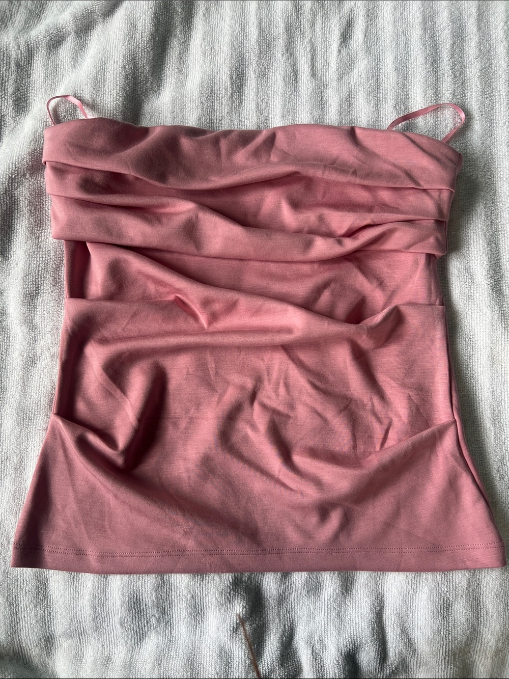 Pink Ruched Spaghetti-Strap Camisole Large